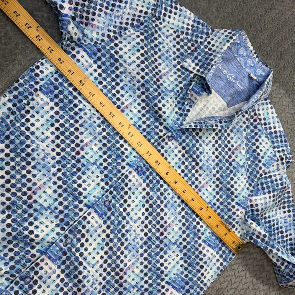 Robert Graham Shirt Mens S Classic Fit Blue Dot Cotton Long Sleeve Geometric